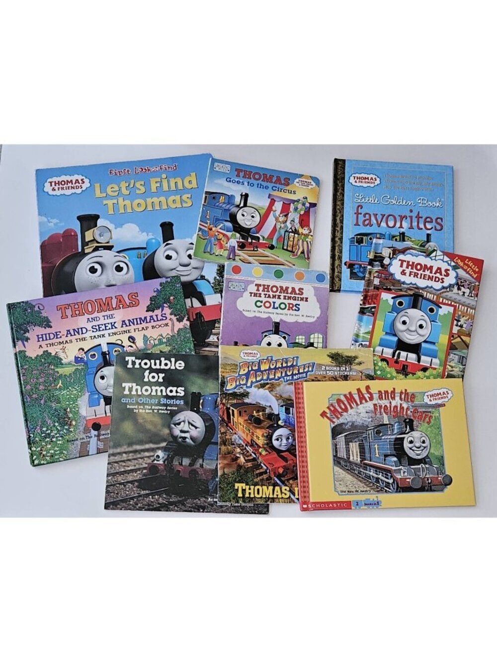 9 Thomas Tank Engine Book Lot Board HBK PBK Golden Look Find Goes To The Circus